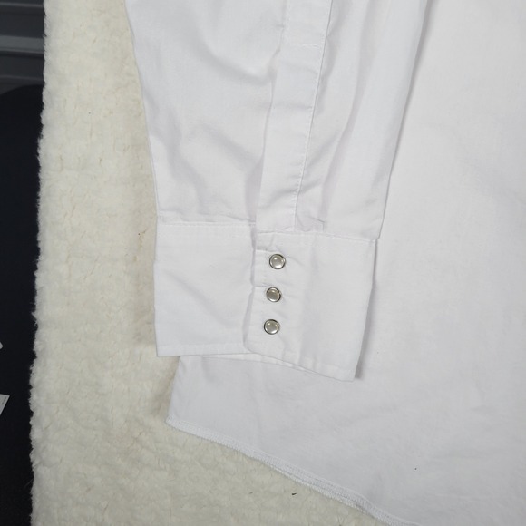Wrangler Mens Western Snap Front Shirt White Long Sleeve 3X Big 71105WH - Picture 5 of 14